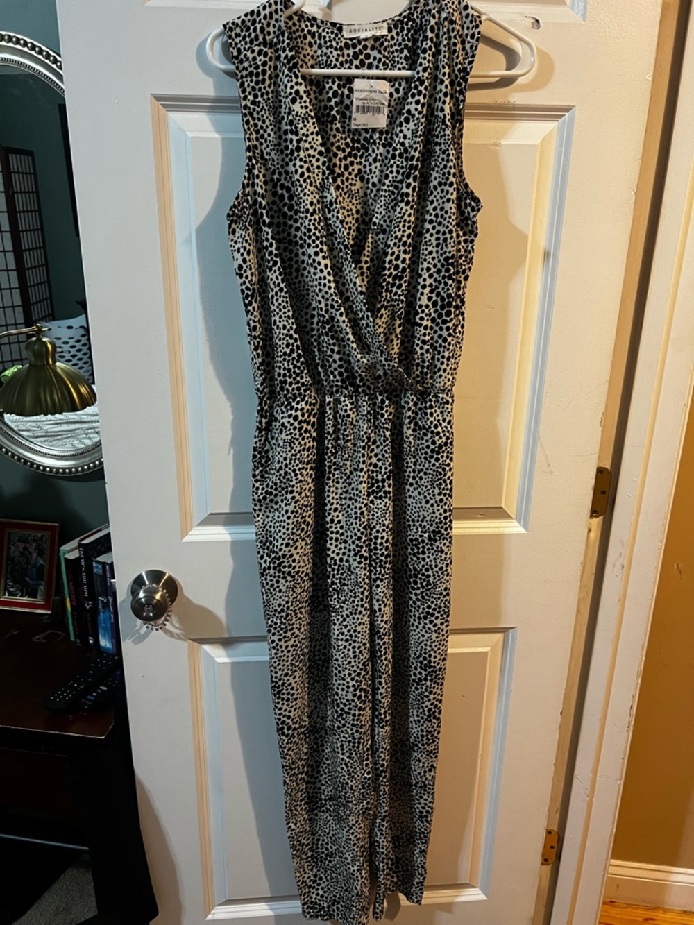 Socialite Black and White Printed Sleeveless Jumpsuit